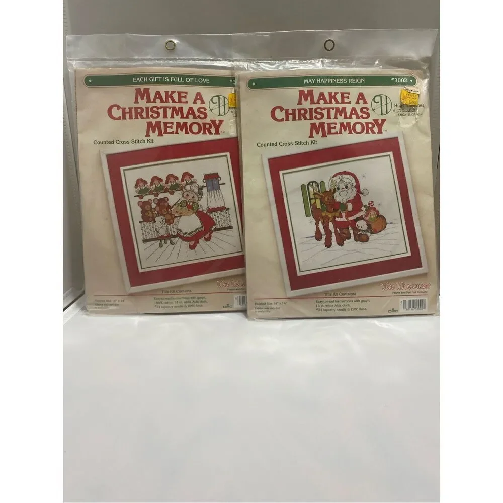 Hugs N Stitches Make A Christmas Memory Counted Cross Stitch Kits #3002 #3003